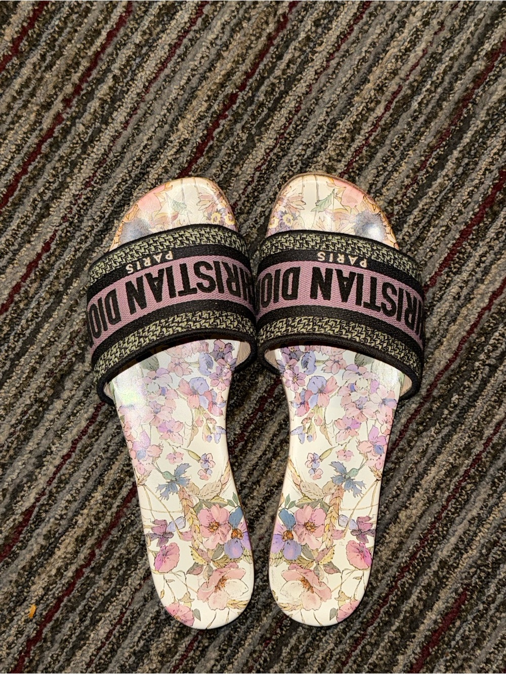 Dior Dway Pink Floral Slide Sandals